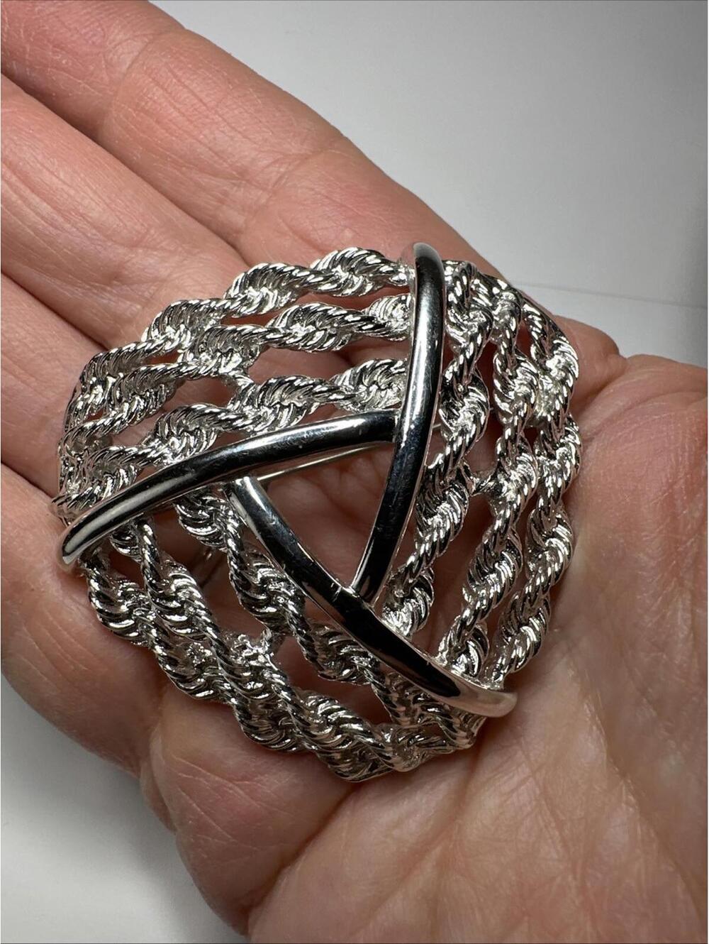 Monet Brutalist-like Modern Silvertone Brooch Pin